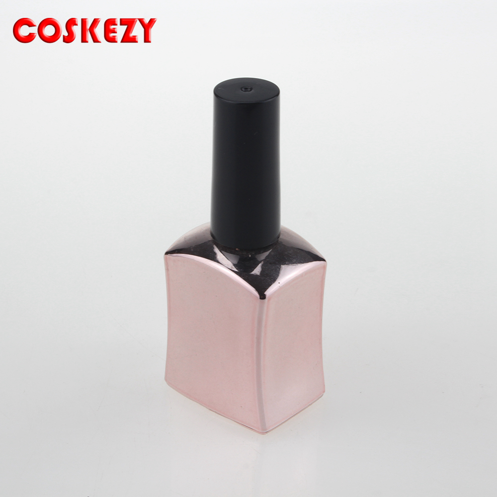15ml Fancy Gloss UV Nail Varnish Bottle Empty, Wholesale Square Shape 15g Nail Polish Glass Container with Black Lid