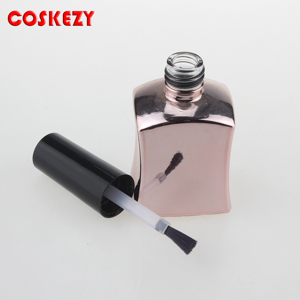 15ml Fancy Gloss UV Nail Varnish Bottle Empty, Wholesale Square Shape 15g Nail Polish Glass Container with Black Lid