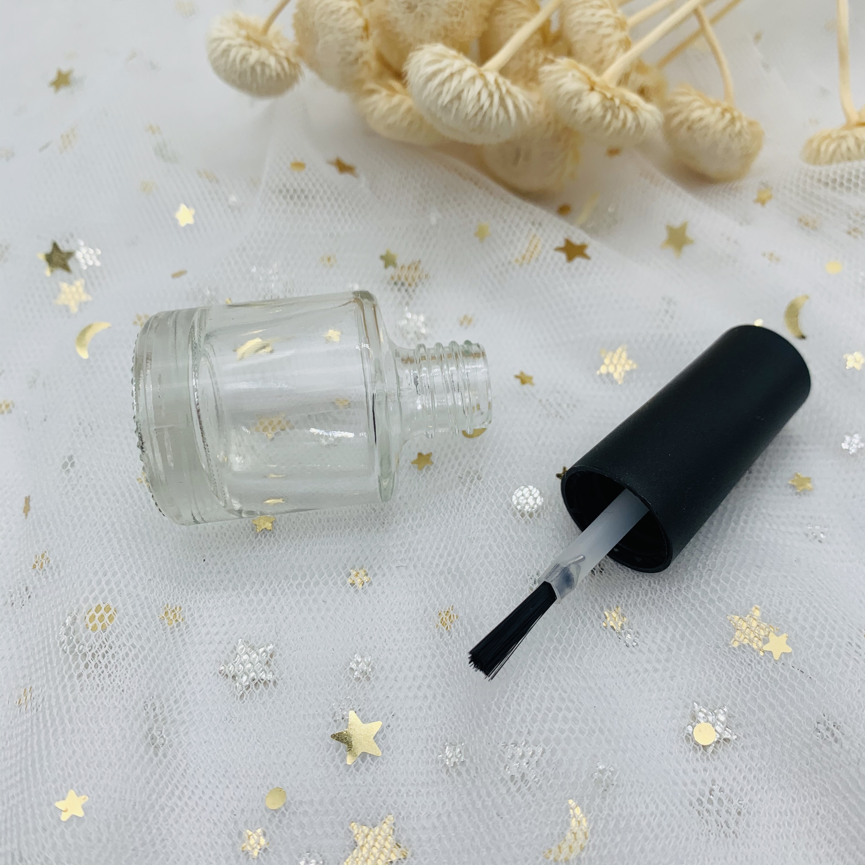 15ml Glue Bottle Brush Glass Round Nail Polish Empty Small Bottle