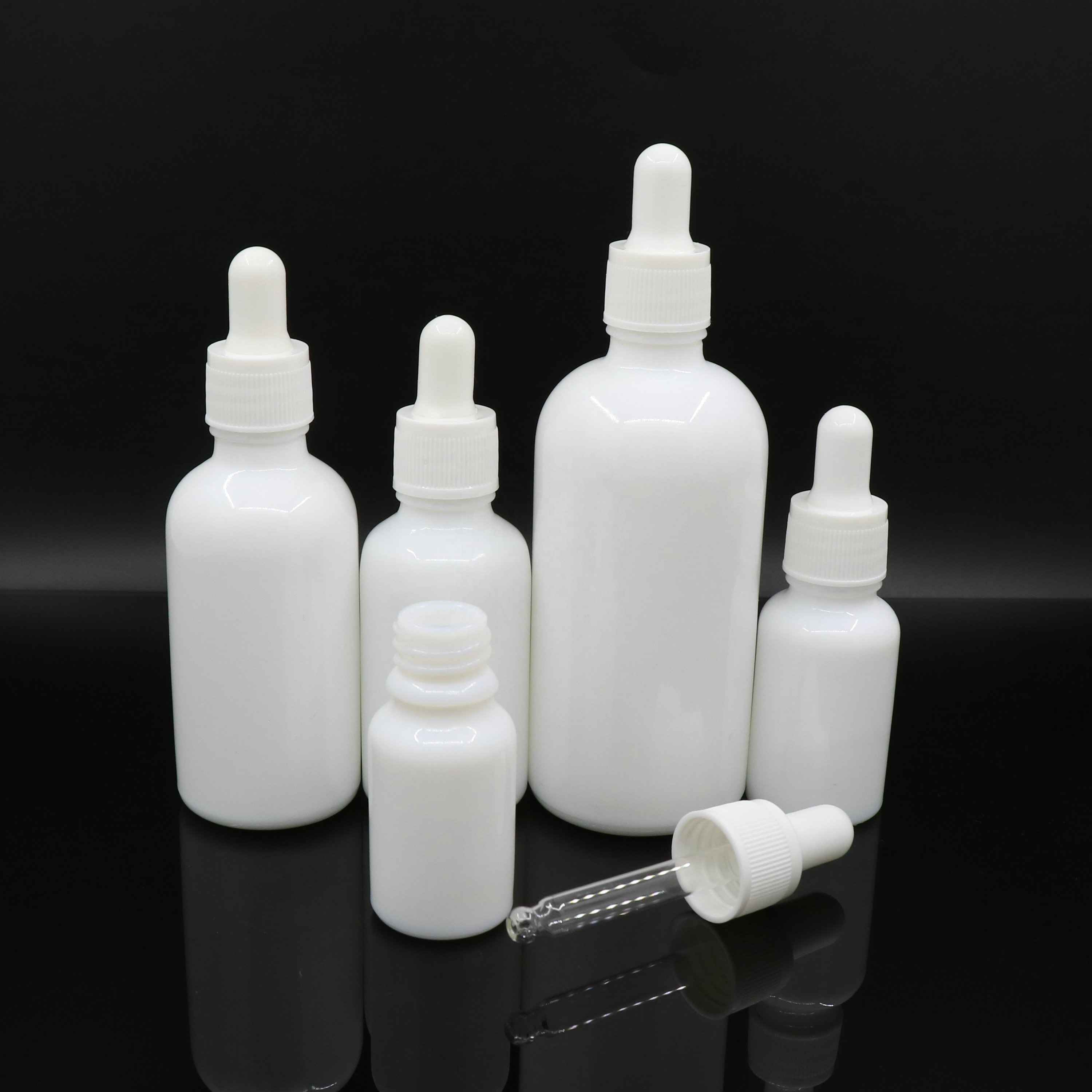 15ml Milky white white ceramic porcelain bottle boston round glass dropper bottle cost price manufacture