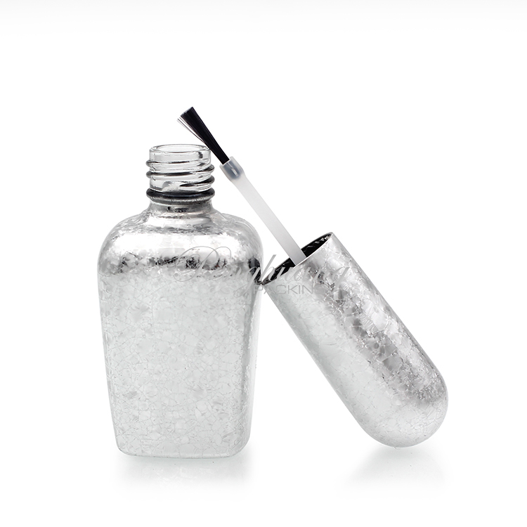 15ml Sliver Nail polish bottle/ Square nail polish glass bottle/Empty gel nail polish bottle with brush