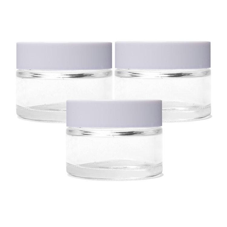 15ml Straight Side Glass Cosmetic Cream Jar with Black Plastic Lids