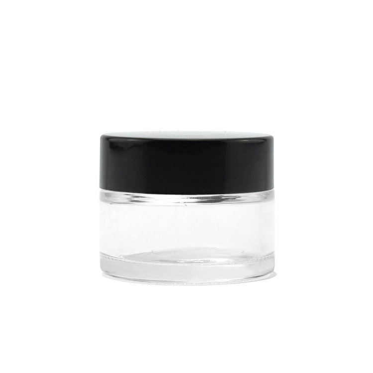 15ml Straight Side Glass Cosmetic Cream Jar with Black Plastic Lids