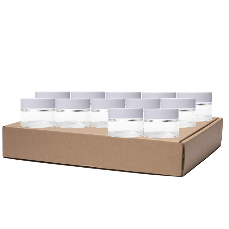 15ml Straight Side Glass Cosmetic Cream Jar with Black Plastic Lids
