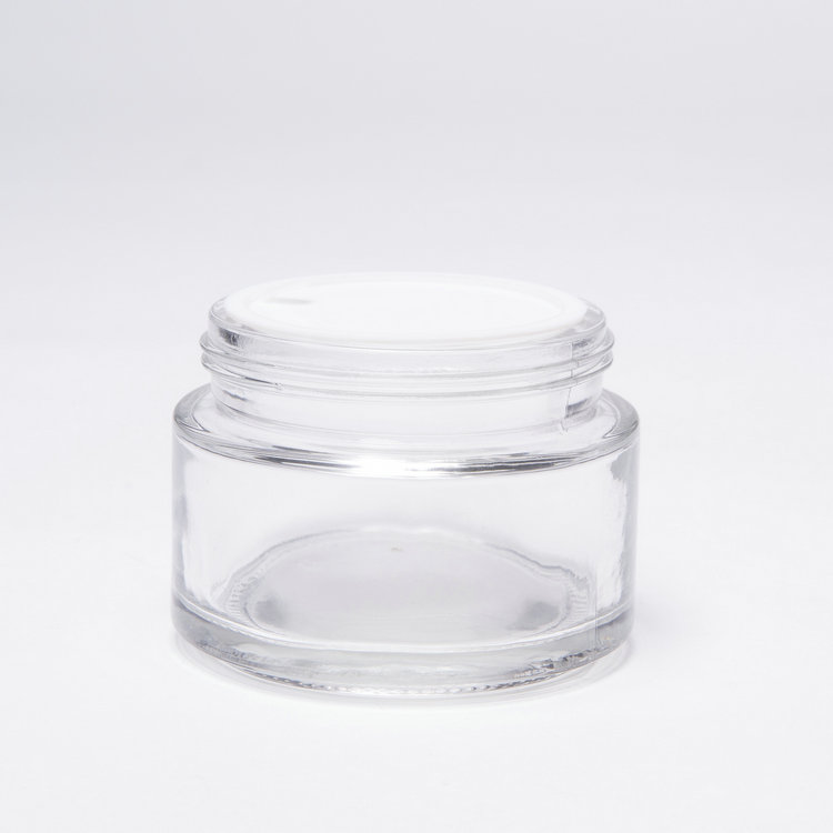 15ml Straight Side Glass Cosmetic Cream Jar with Black Plastic Lids