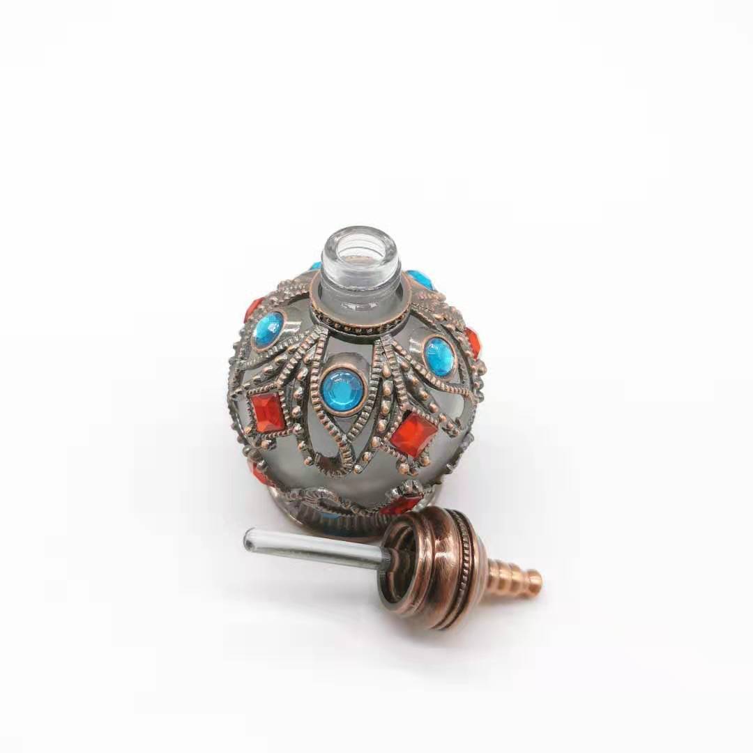 15ml Unique Arabic Style Metal Essential Oil Attar Perfume Glass Bottles with Glass Stick