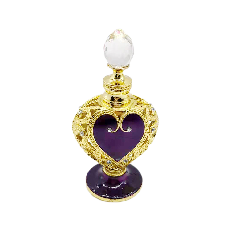15ml Unique dubai Arabic Style Metal Essential Oil Attar Perfume Glass Bottles