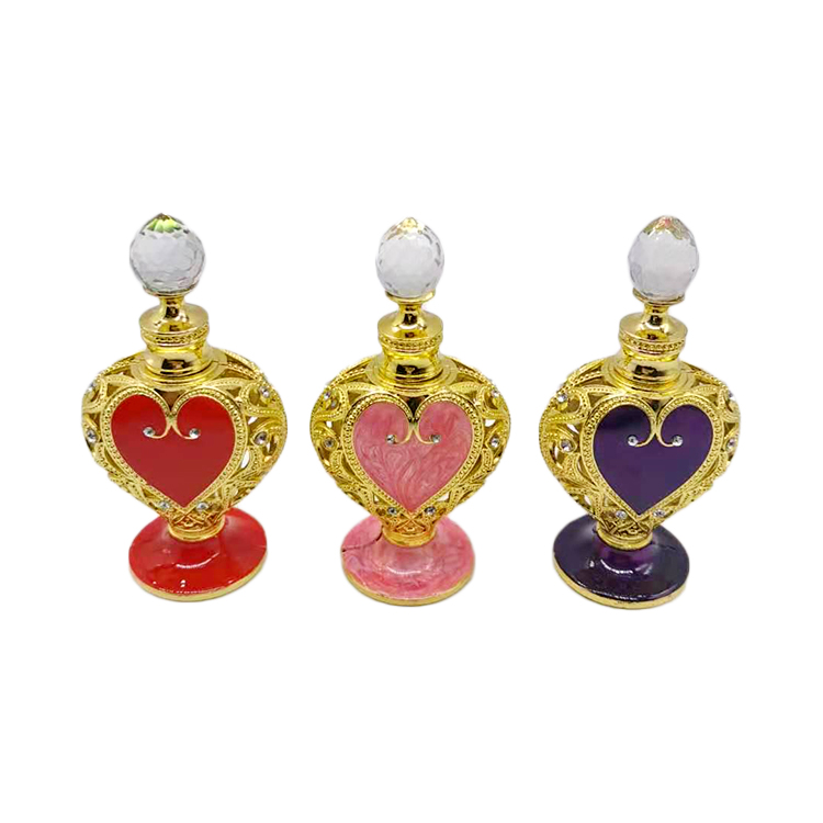 15ml Unique dubai Arabic Style Metal Essential Oil Attar Perfume Glass Bottles
