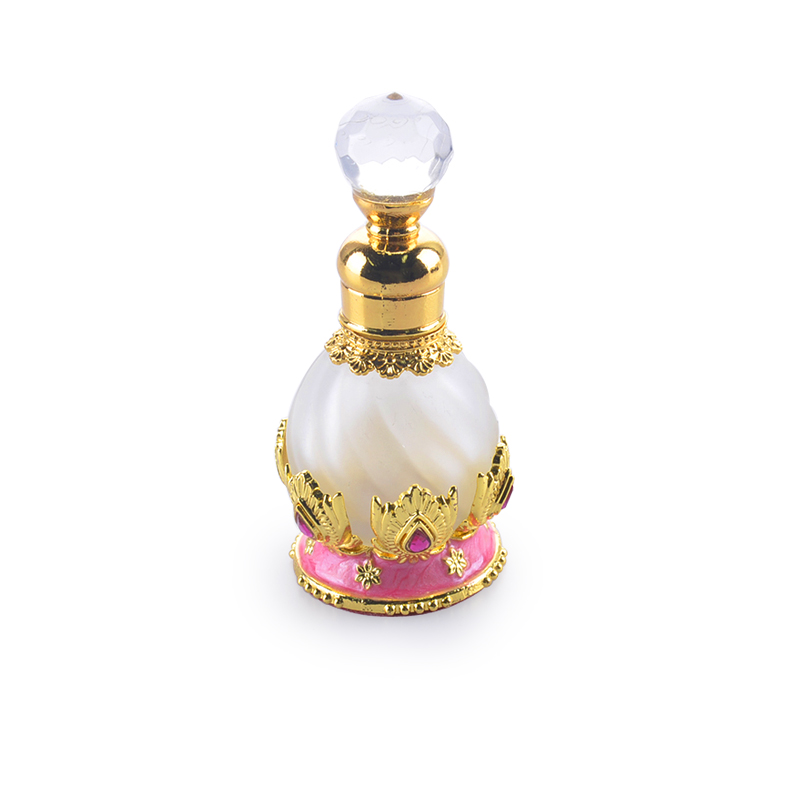 15ml Vintage Metal Glass Perfume Bottle Arab Style Essential Oils Dropper Bottle Container Middle East Weeding Decoration Gift