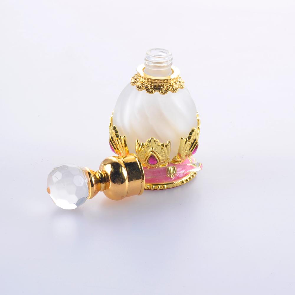 15ml Vintage Metal Glass Perfume Bottle Arab Style Essential Oils Dropper Bottle Container Middle East Weeding Decoration Gift