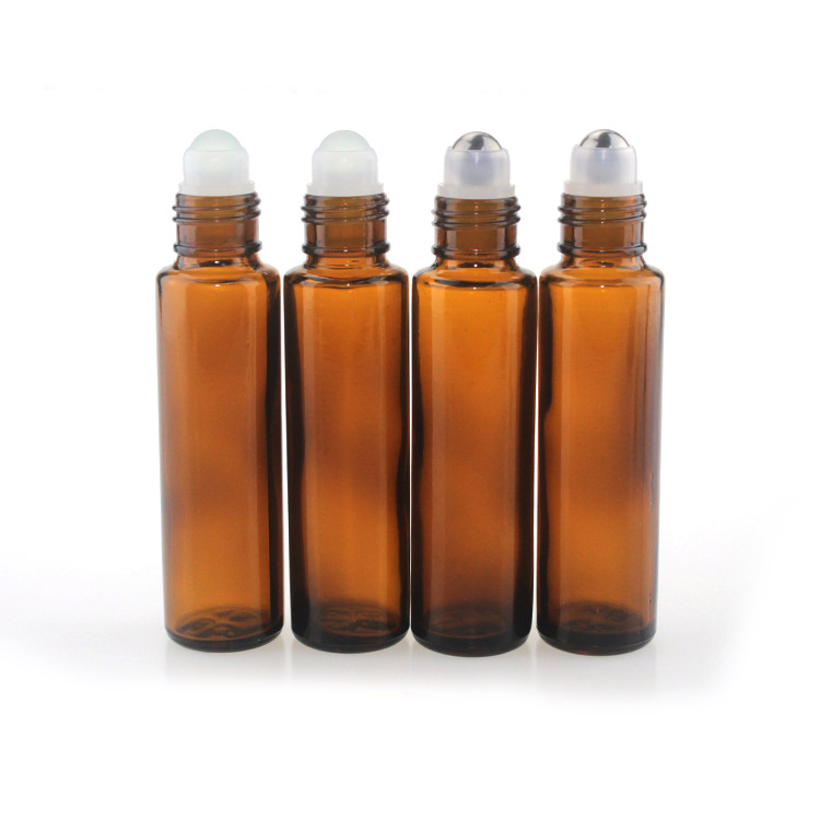 15ml amber empty plastic roll on glass bottles with screw lid