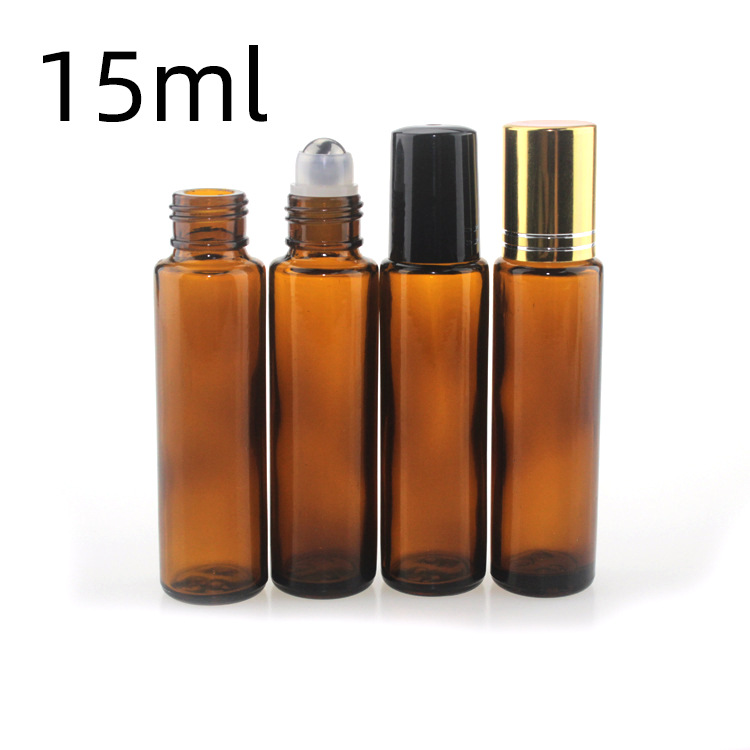 15ml amber empty plastic roll on glass bottles with screw lid