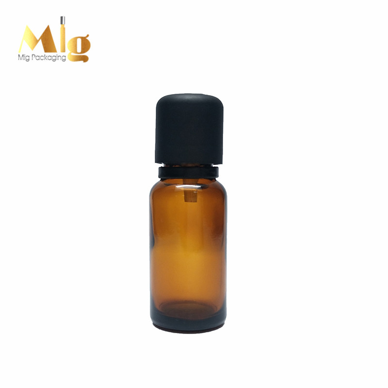 15ml amber frosted dropper glass bottle