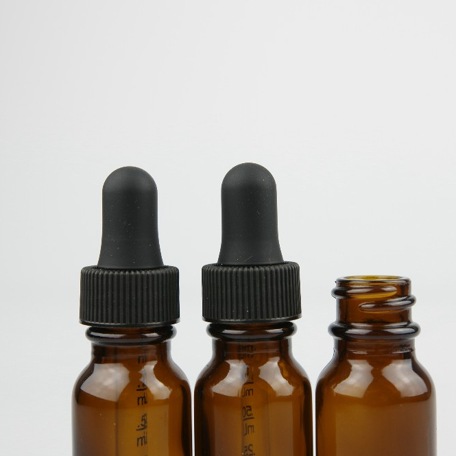 15ml amber glass boston bottle with 18/400 dropper cap