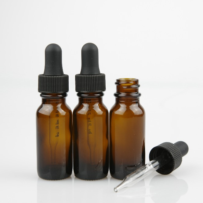 15ml amber glass boston bottle with 18/400 dropper cap