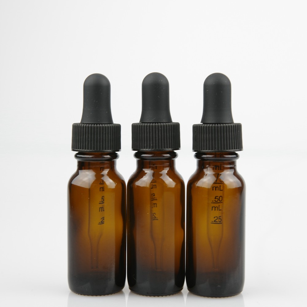 15ml amber glass boston bottle with 18/400 dropper cap
