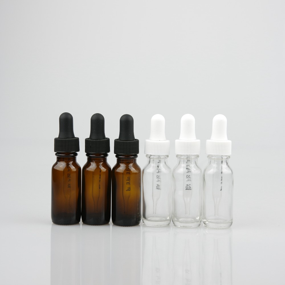 15ml amber glass boston bottle with 18/400 dropper cap