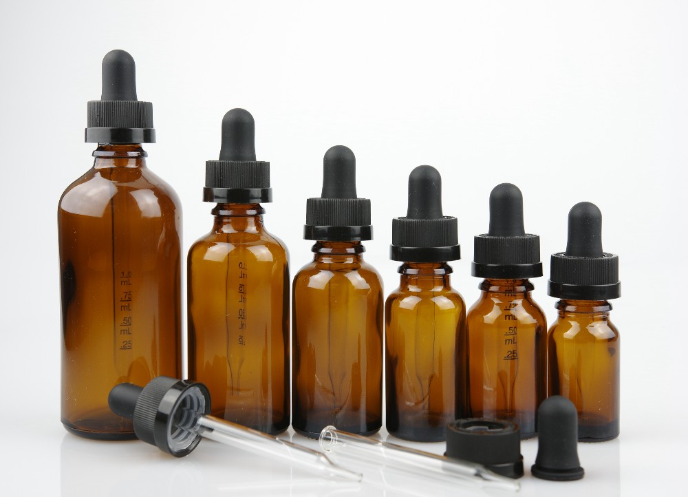 15ml amber glass dropper bottle with 18/400 plastic cap for essential oil
