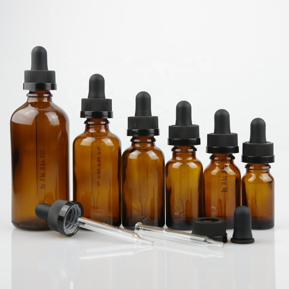 15ml amber glass dropper bottle with 18/400 plastic cap for essential oil