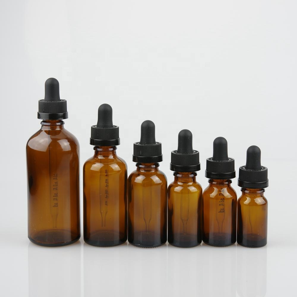 15ml amber glass dropper bottle with 18/400 plastic cap for essential oil