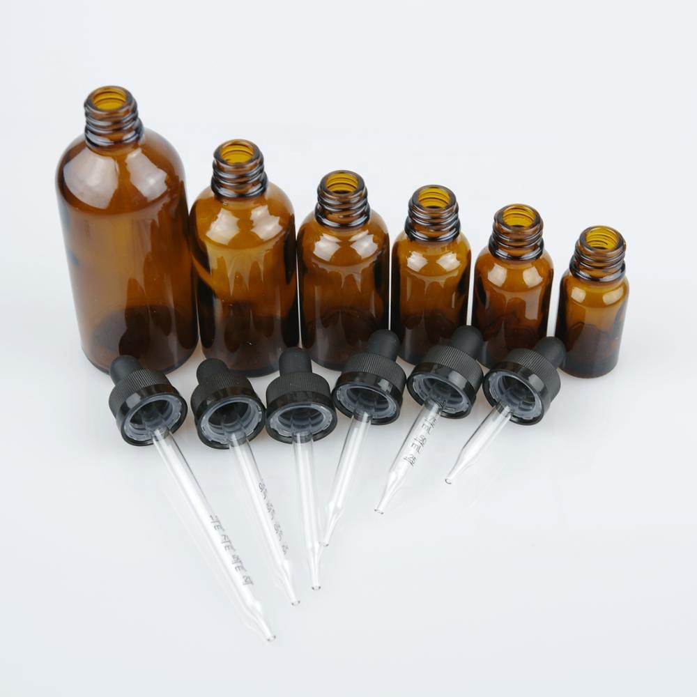 15ml amber glass dropper bottle with 18/400 plastic cap for essential oil