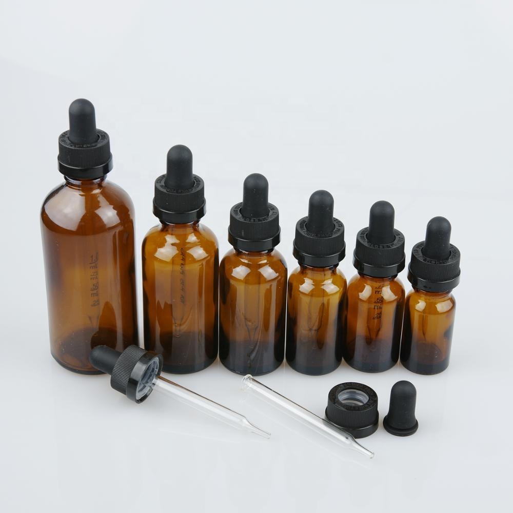 15ml amber glass dropper bottle with 18/400 plastic cap for essential oil