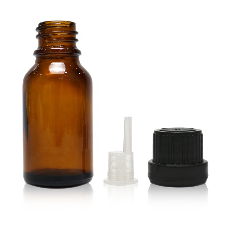 15ml amber glass essence essential oil bottle with black lid cosmetic packaging essential oil bottle glass jars and bottles