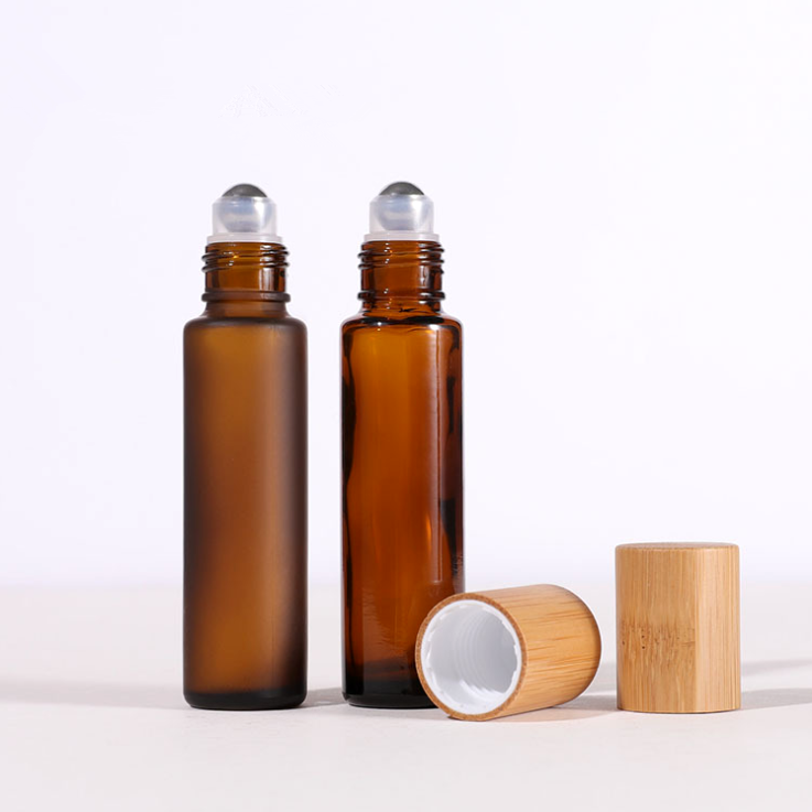 15ml amber glass roll on perfume roller bottle with mental roller ball