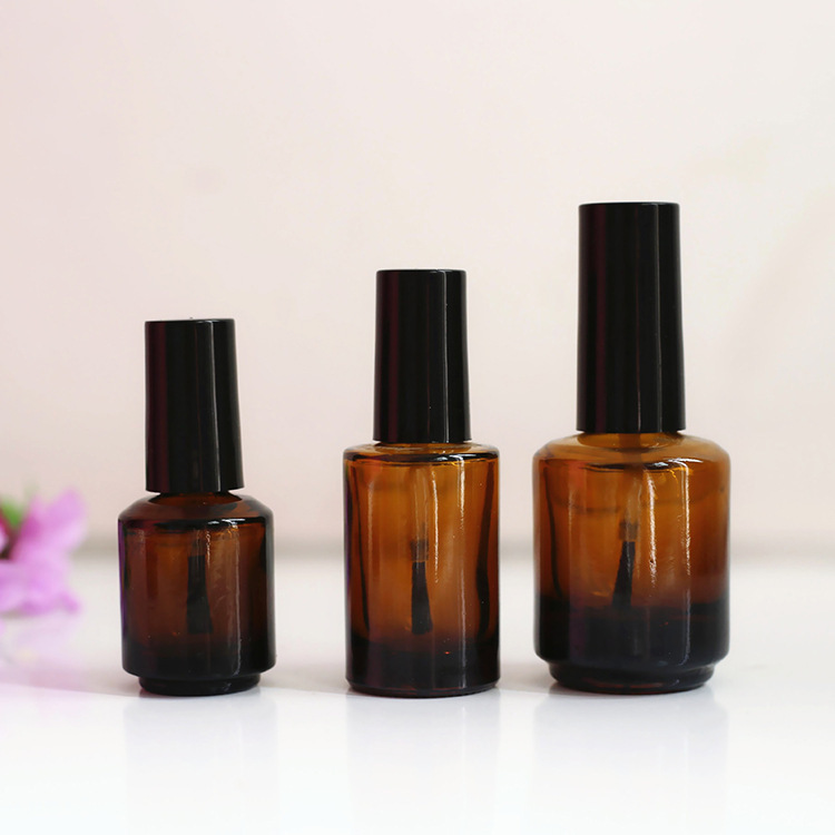 15ml amber transparent glass nail polish bottle, 0.2OZ round nail polish bottle