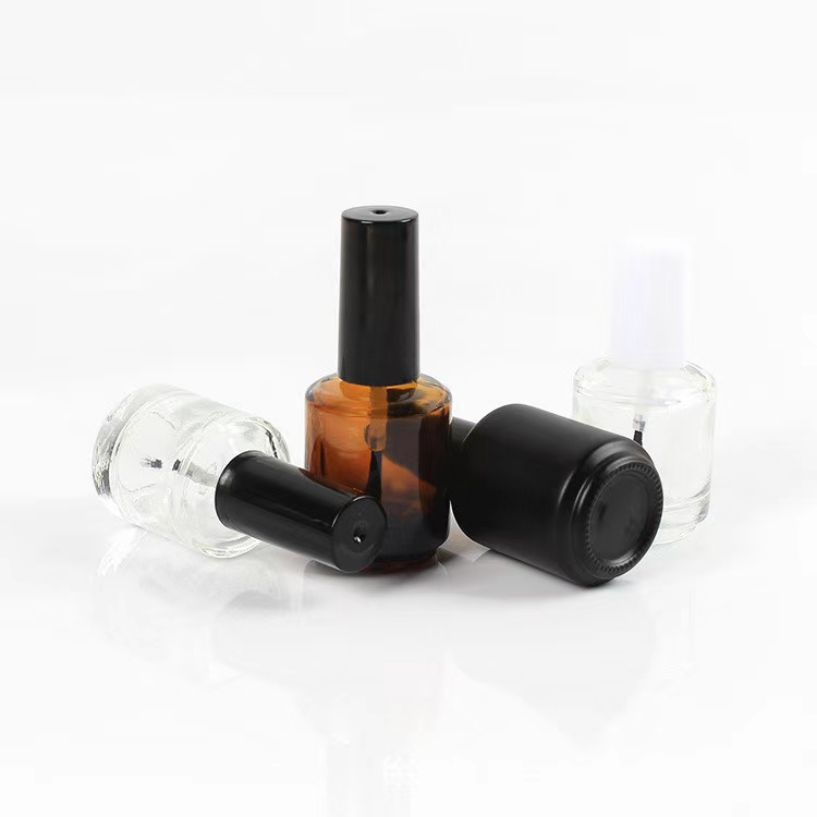 15ml amber transparent glass nail polish bottle, 0.2OZ round nail polish bottle
