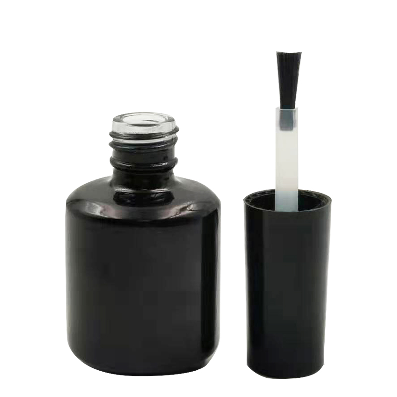 15ml black empty glass uv gel nail polish bottle with brush