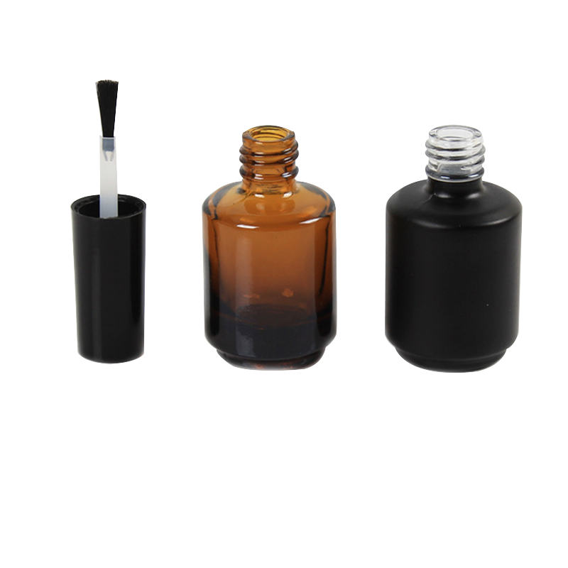 15ml black empty glass uv gel nail polish bottle with brush