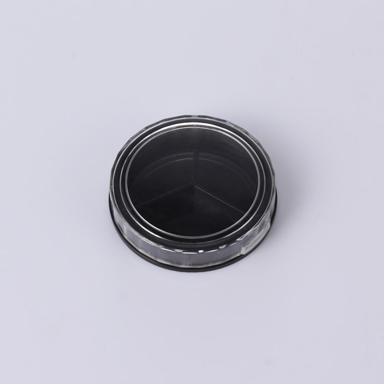 15ml black round cosmetic jar for 3 color  eye shadow packaging