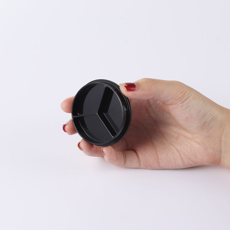 15ml black round cosmetic jar for 3 color eye shadow packaging