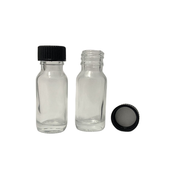 15ml clear glass essential oil Boston bottle, 1/2OZ Transparent Boston bottle with screw cap