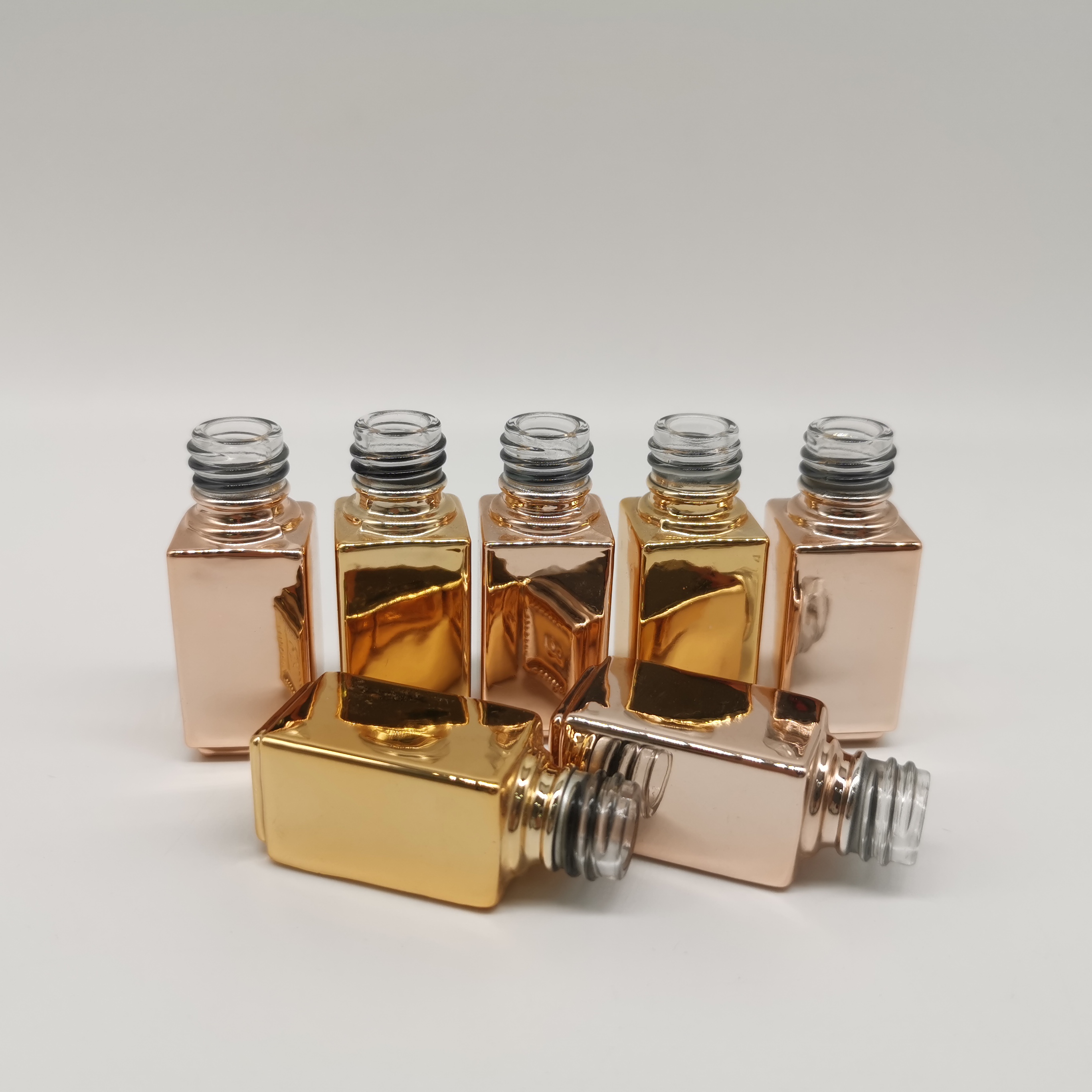 15ml empty custom square base gold glass nail polish bottles wholesale
