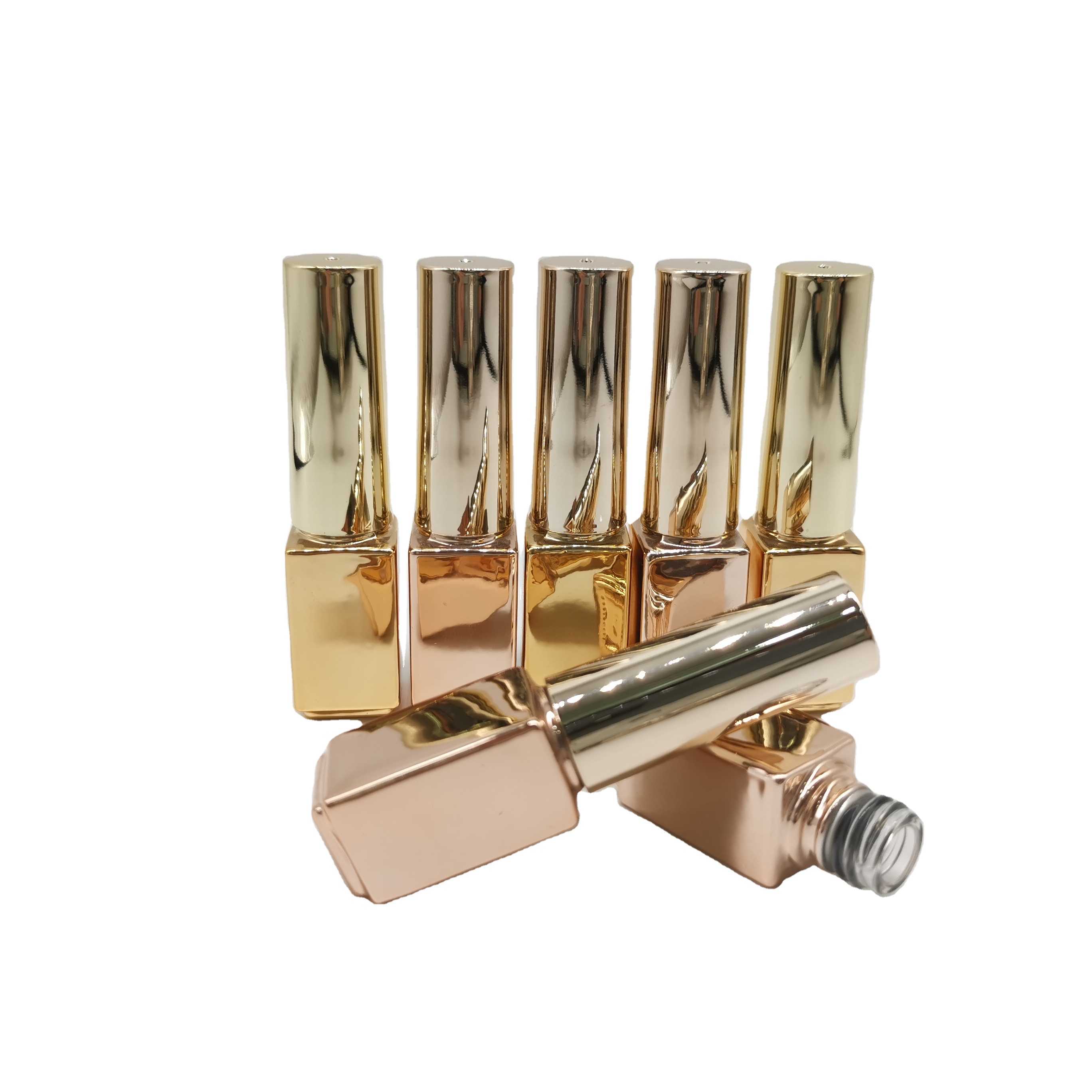15ml empty custom square base gold glass nail polish bottles wholesale