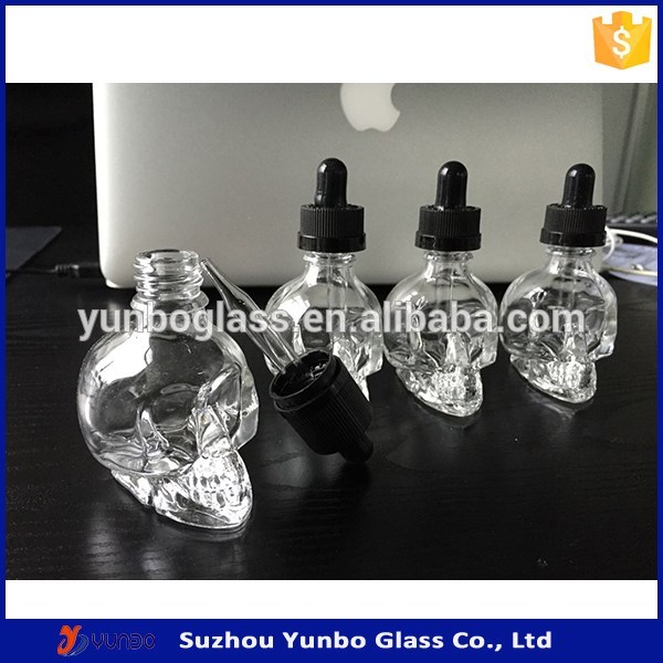 15ml empty e juice gold glass skull bottle with glass dropper