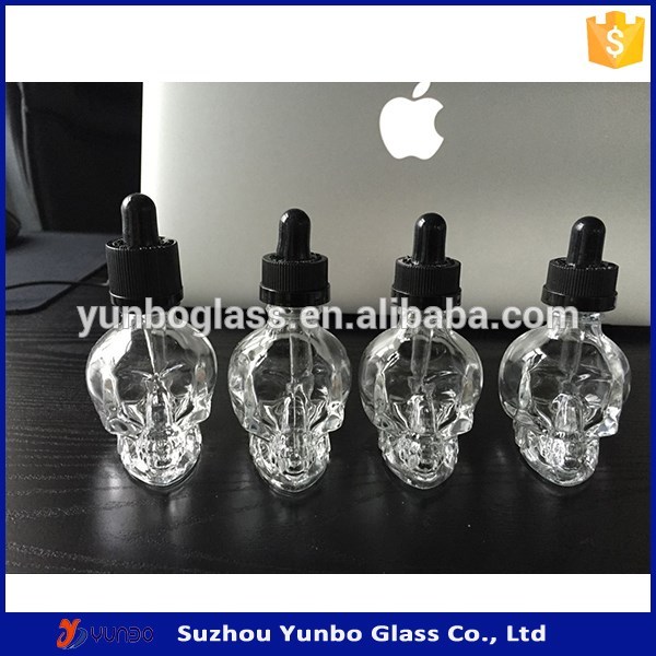 15ml empty e juice gold glass skull bottle with glass dropper