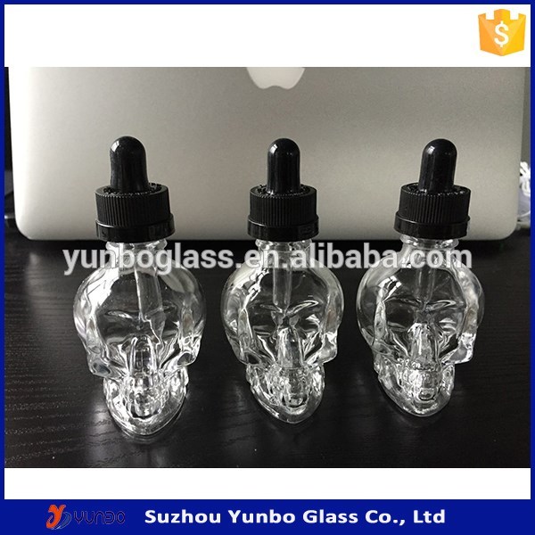 15ml empty e juice gold glass skull bottle with glass dropper