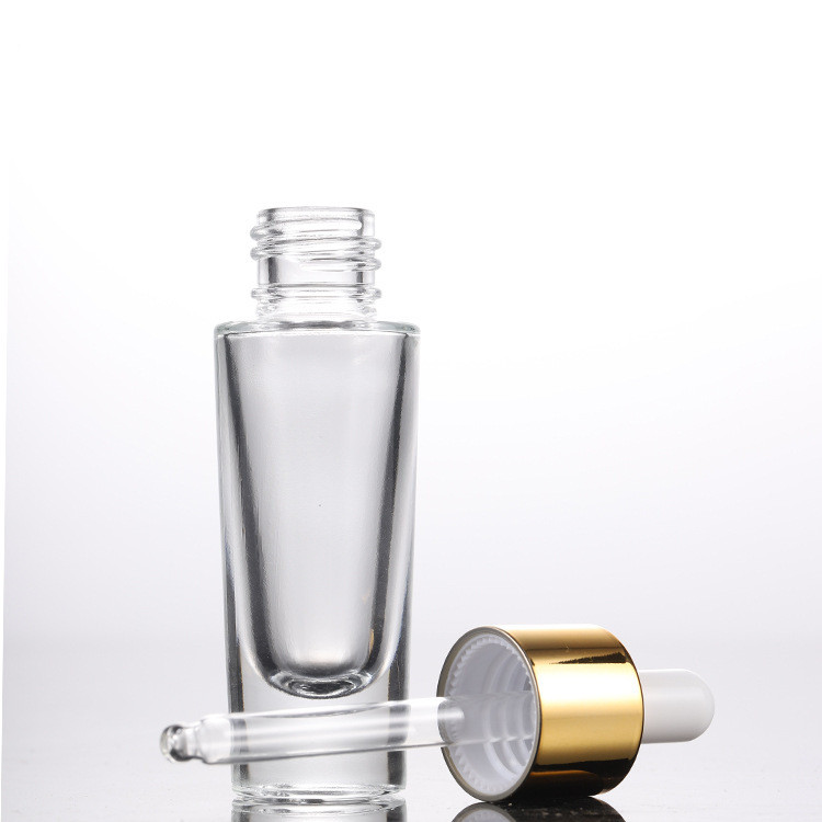15ml flange dropper glass bottle inverted cone shape essential oil glass dropper bottle with gold silver cap