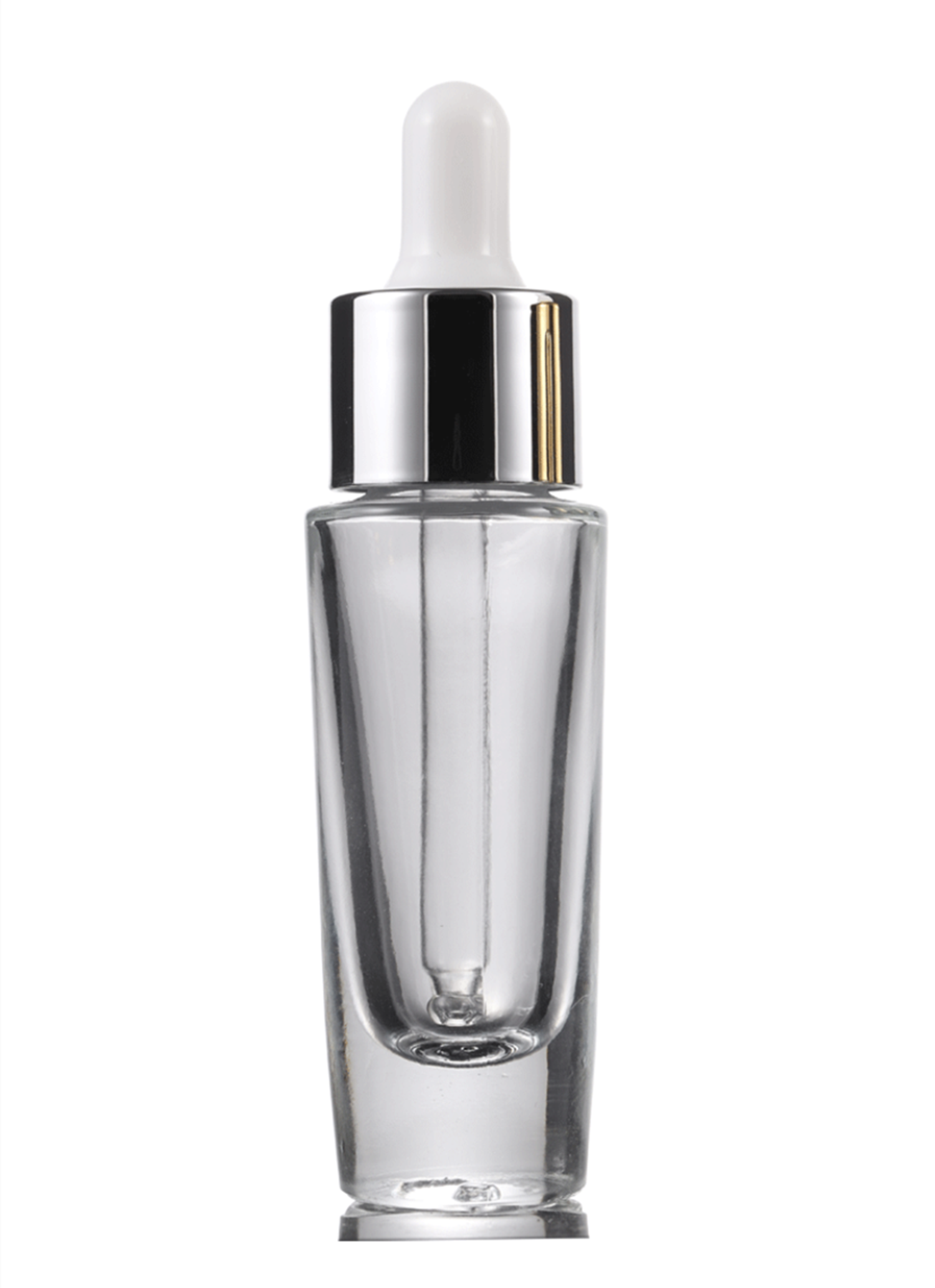 15ml flange dropper glass bottle inverted cone shape essential oil glass dropper bottle with gold silver cap