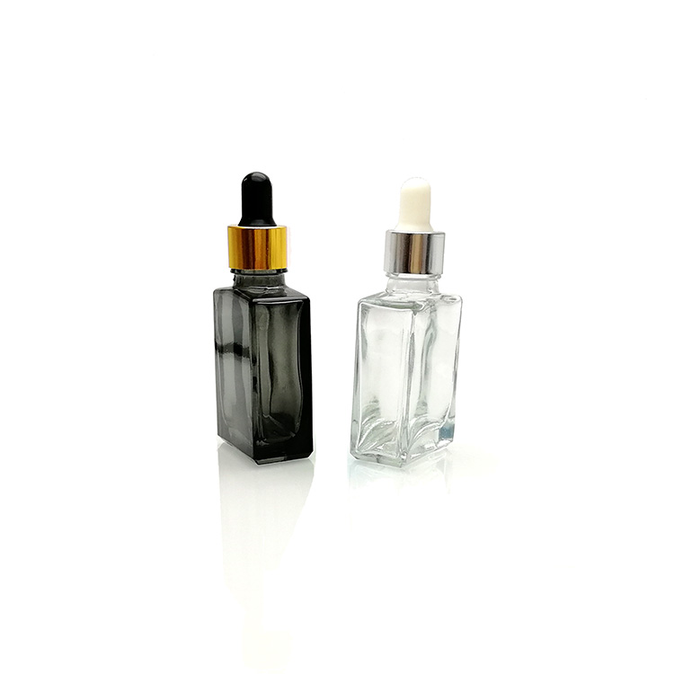 15ml flat square dropper bottle clear black 30ml 50ml rectangular glass beard oil bottle