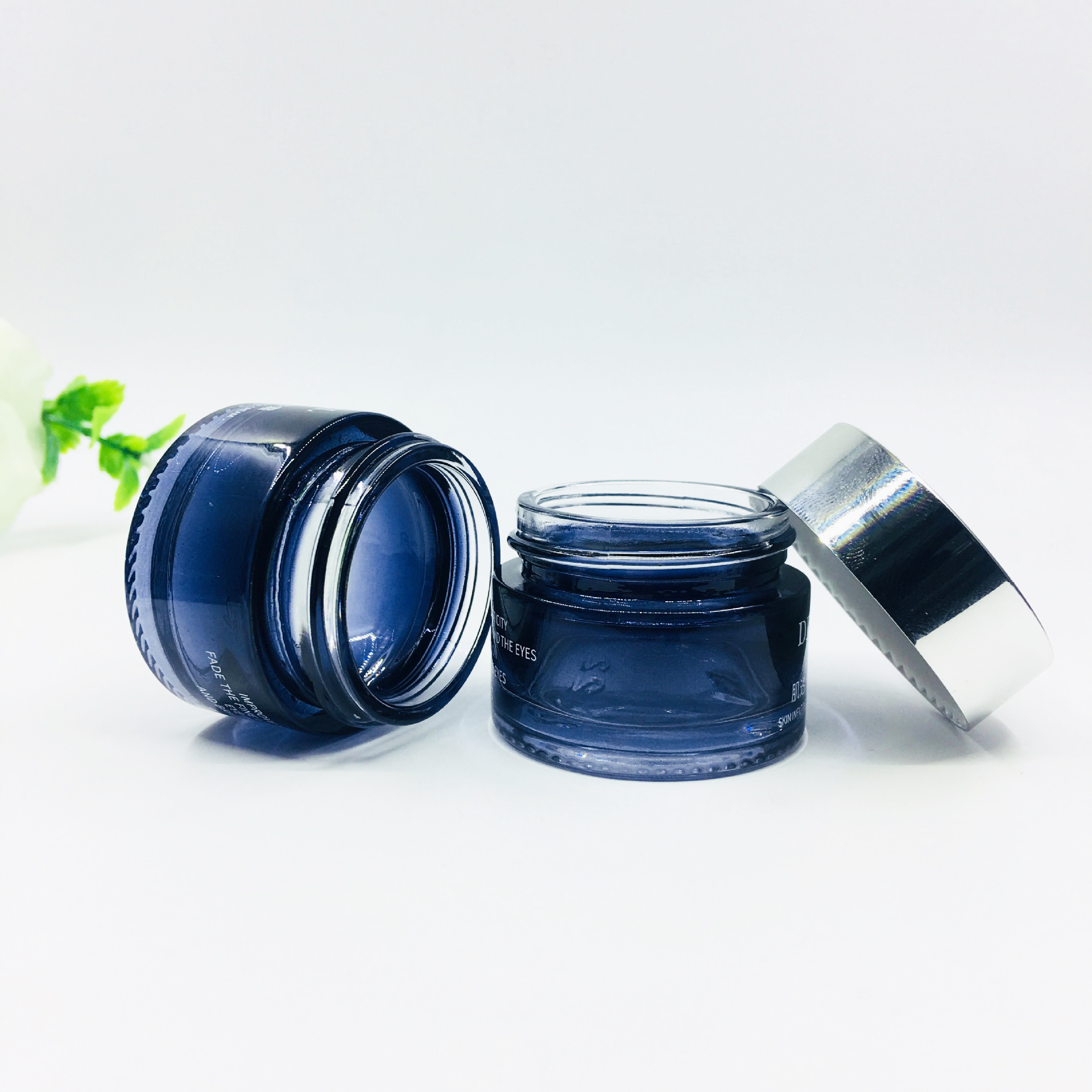 15ml luxury glass cosmetic jars 5g 10g 20g 30g 50g 100g 200g custom silk printing white frosted gold lid cream lotion glass jar