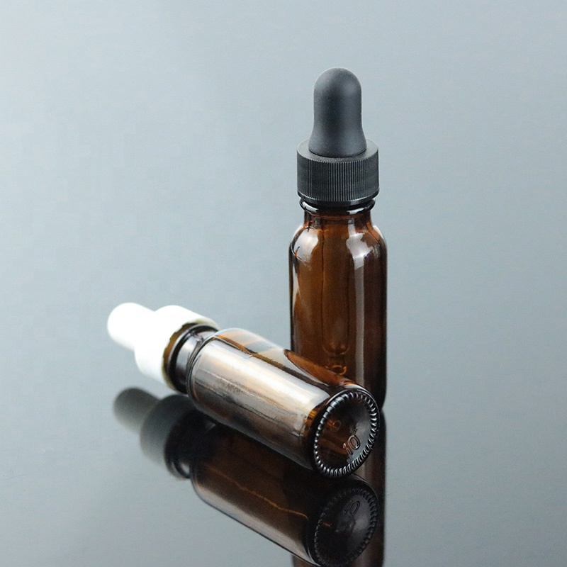 15ml mini amber boston round bottle hair oil glass dropper bottles (BRS09)