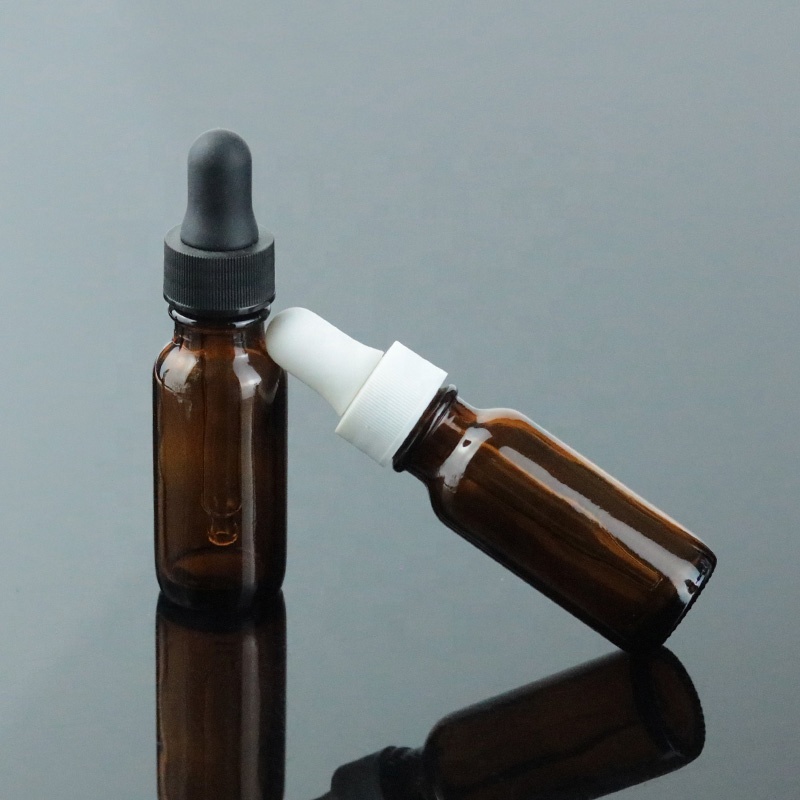 15ml mini amber boston round bottle hair oil glass dropper bottles (BRS09)