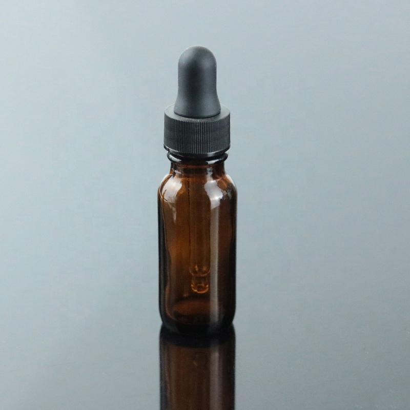 15ml mini amber boston round bottle hair oil glass dropper bottles (BRS09)