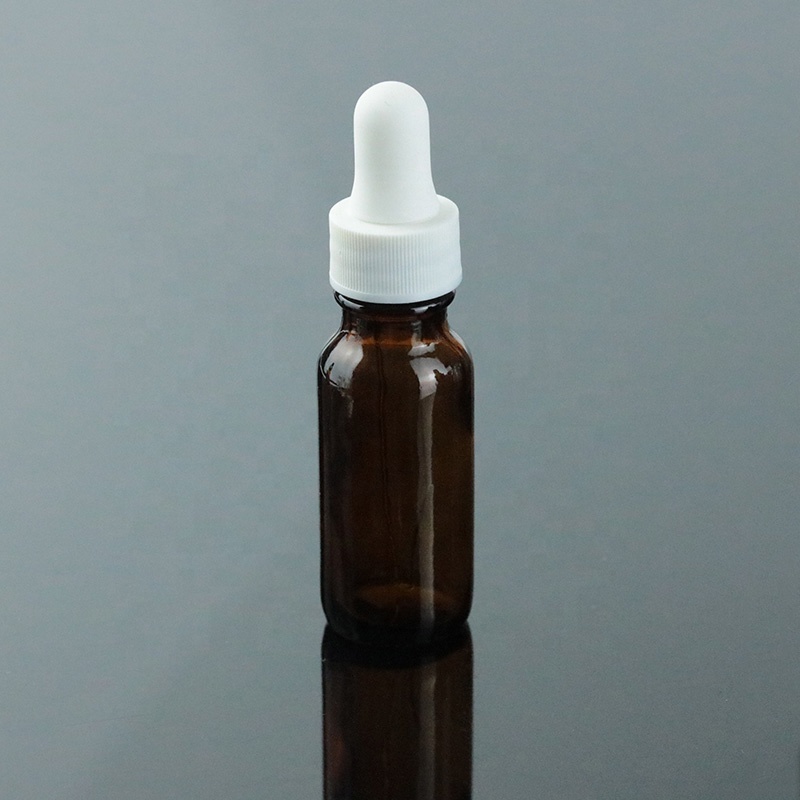 15ml mini amber boston round bottle hair oil glass dropper bottles (BRS09)