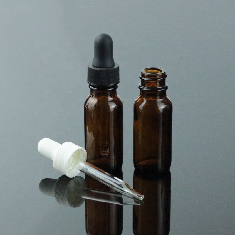 15ml mini amber boston round bottle hair oil glass dropper bottles (BRS09)