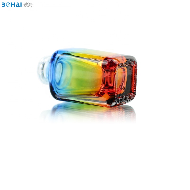 15ml rainbow glass bottle with shiny silver dispenser dropper glass bottle for cosmetic packaging glass jars and bottles